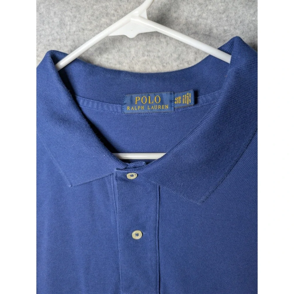 Polo Ralph Lauren Mens Polo Shirt 4XB Short‎ Sleeve Cotton Big Tall Blue Cotton